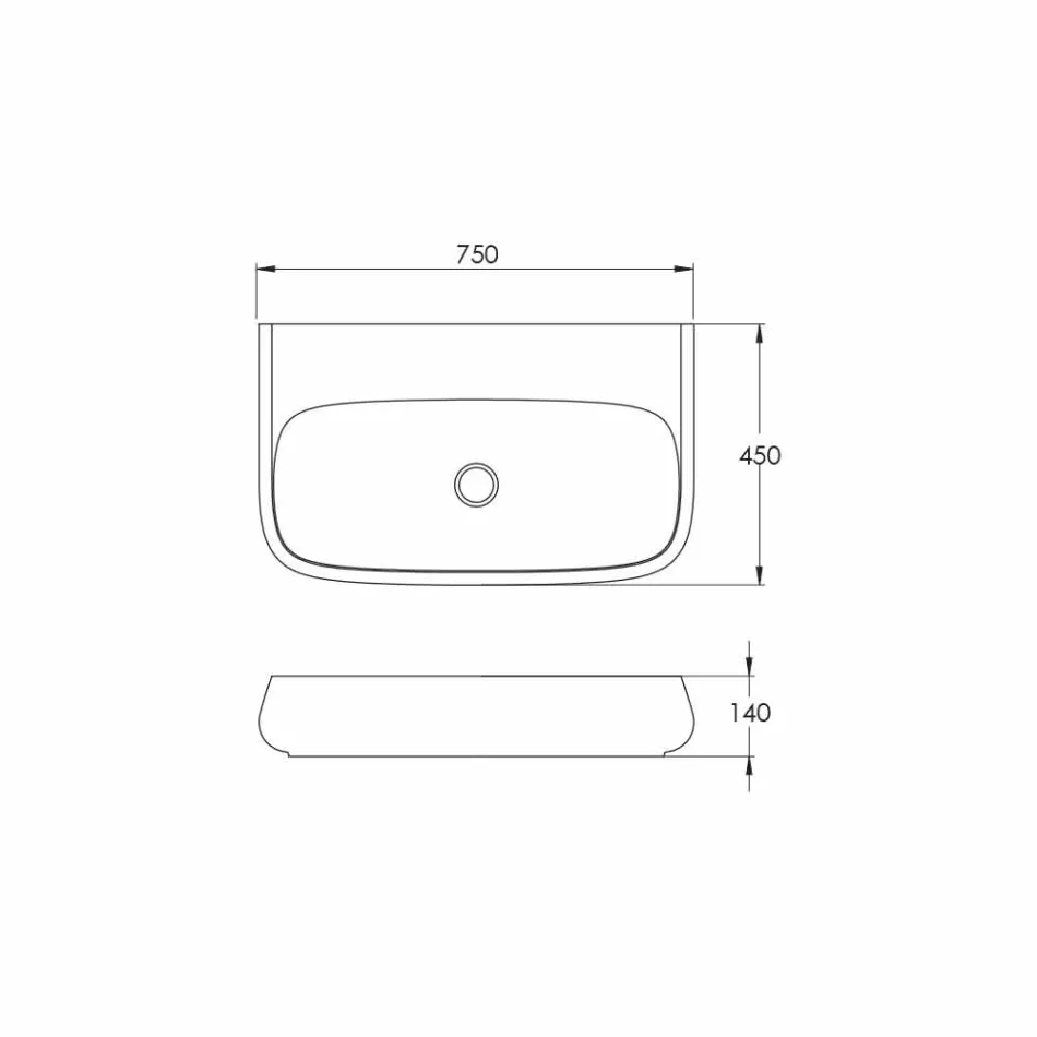 Blat de spălat ceramică de blat sau de perete L 75 cm fabricat în Italia, Gais Viadurini