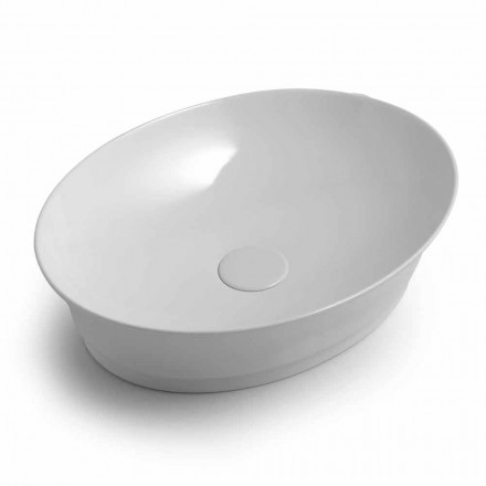 Chiuveta din ceramică modernă cu blat Oval, design din Italia - Zarro Viadurini
