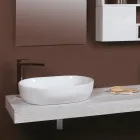 Lavoar oval de blat din ceramică albă cu design modern - Papavero Viadurini