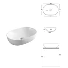 Lavoar oval de blat din ceramică albă cu design modern - Papavero Viadurini