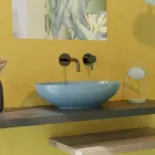 Lavoar pe blat oval din ceramica lucioasa L 50 cm Fabricat in Italia - Ferry Viadurini