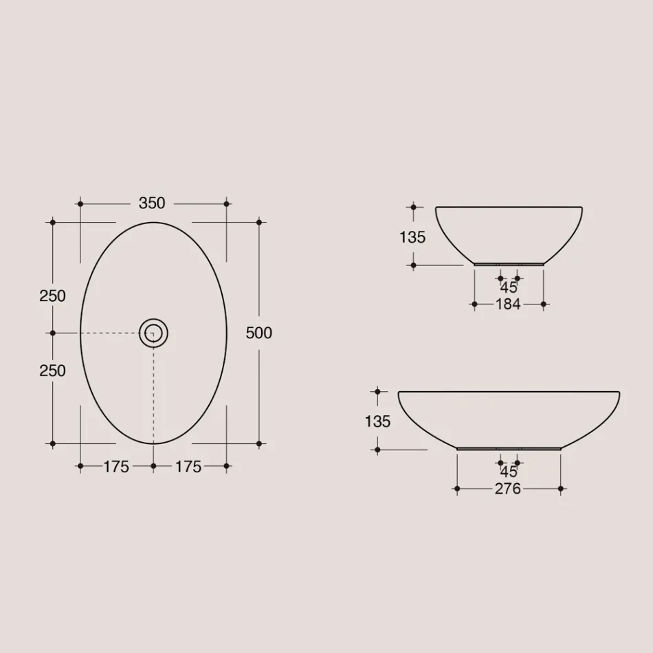 Chiuvetă ovală pe blat din ceramică lucioasă Made in Italy - Feribot Viadurini