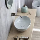 Chiuvetă ovală pe blat din ceramică lucioasă Made in Italy - Feribot Viadurini