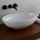 Chiuvetă ovală pe blat din ceramică lucioasă Made in Italy - Feribot Viadurini