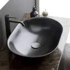 Chiuvetă ovală pe blat din ceramică mată Made in Italy - Nelly Viadurini