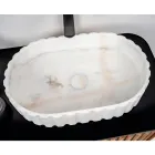 Lavoar Oval pe Blat pentru Baie Din Marmura Alba - Cunzite Viadurini