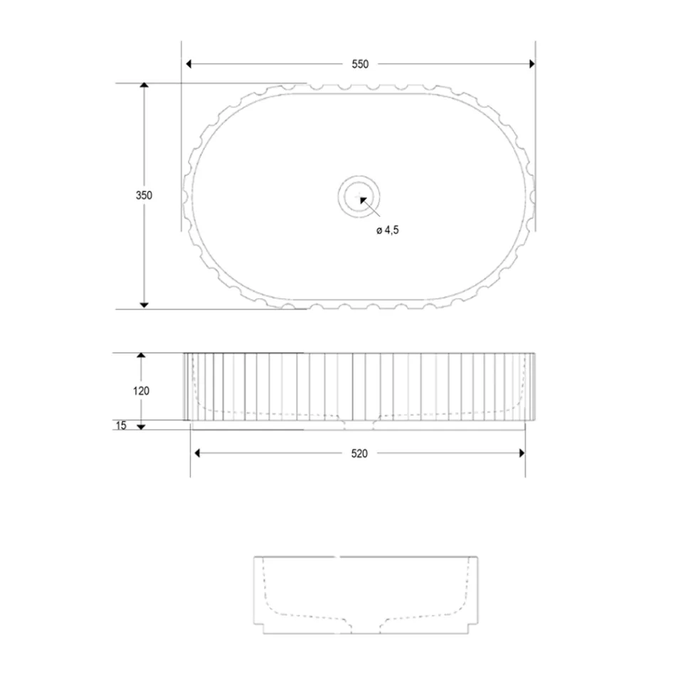 Lavoar Oval pe Blat pentru Baie Din Marmura Alba - Cunzite Viadurini