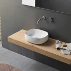Lavoar de blat în ceramică albă Design oval modern - Tune3 Viadurini