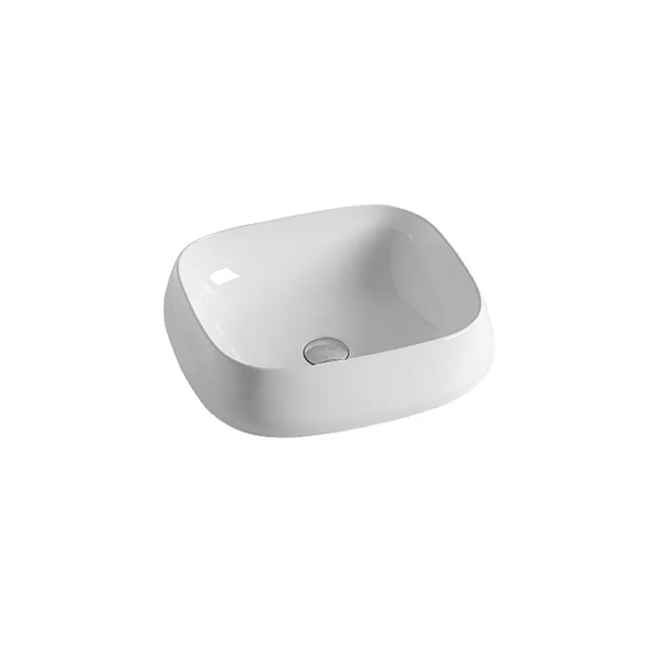 Lavoar de blat pătrat din ceramică albă cu design modern - Papavero Viadurini