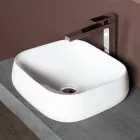 Lavoar de blat pătrat din ceramică albă cu design modern - Papavero Viadurini