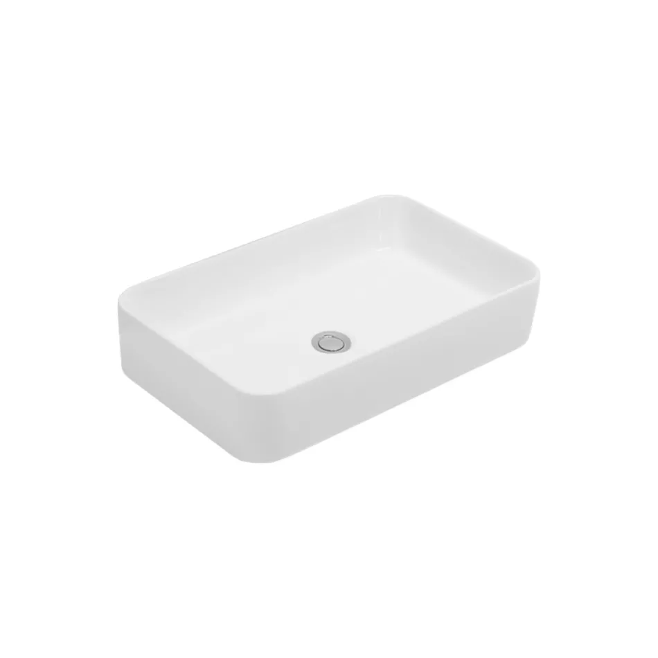 Lavoar de blat Aster dreptunghiular din ceramică cu design modern Viadurini