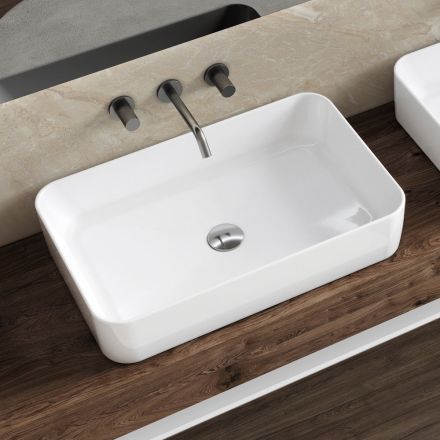 Lavoar de blat Aster dreptunghiular din ceramică cu design modern Viadurini