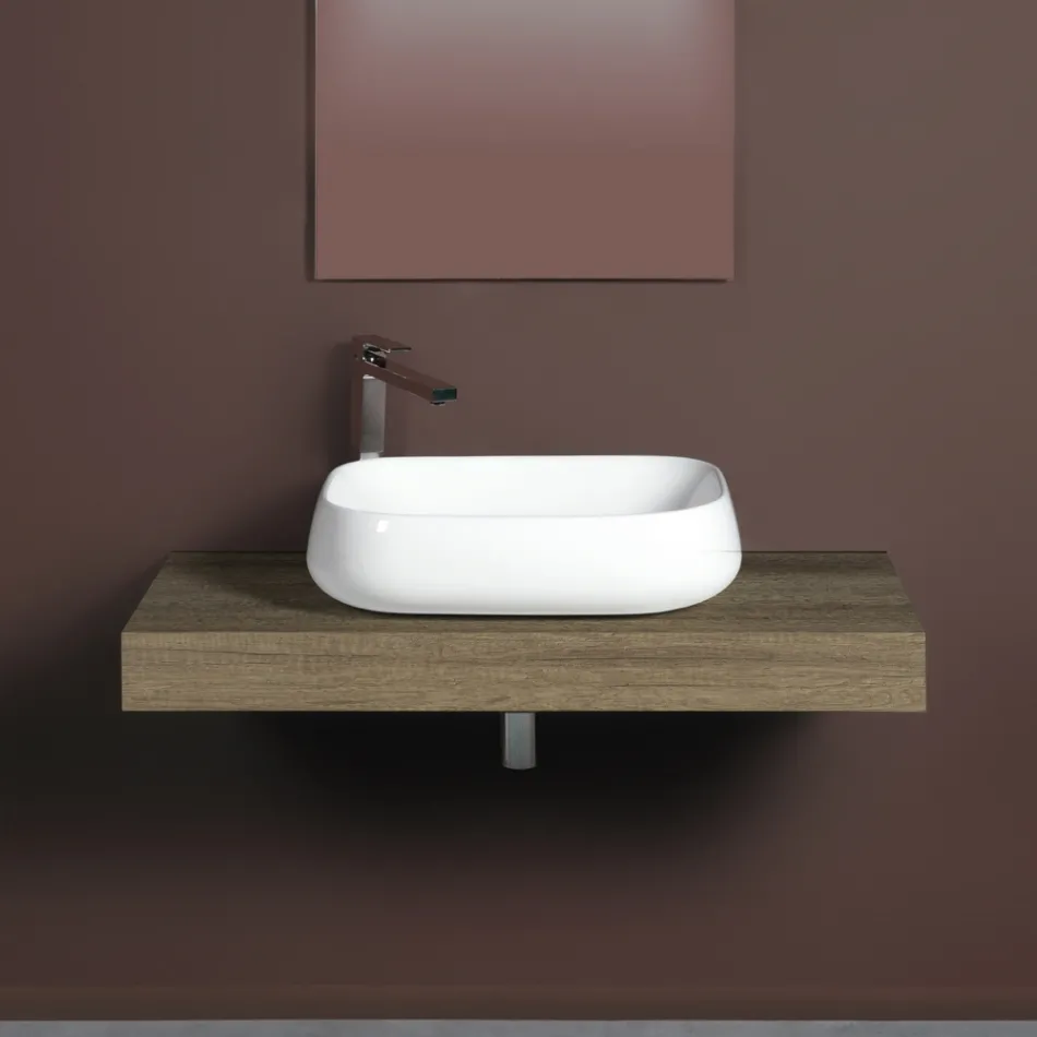 Lavoar de blat dreptunghiular din ceramică cu design modern - Papavero Viadurini
