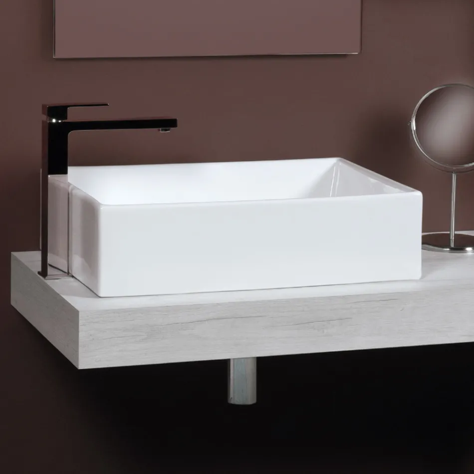 Lavoar de blat dreptunghiular din ceramică cu design modern - Papavero Viadurini
