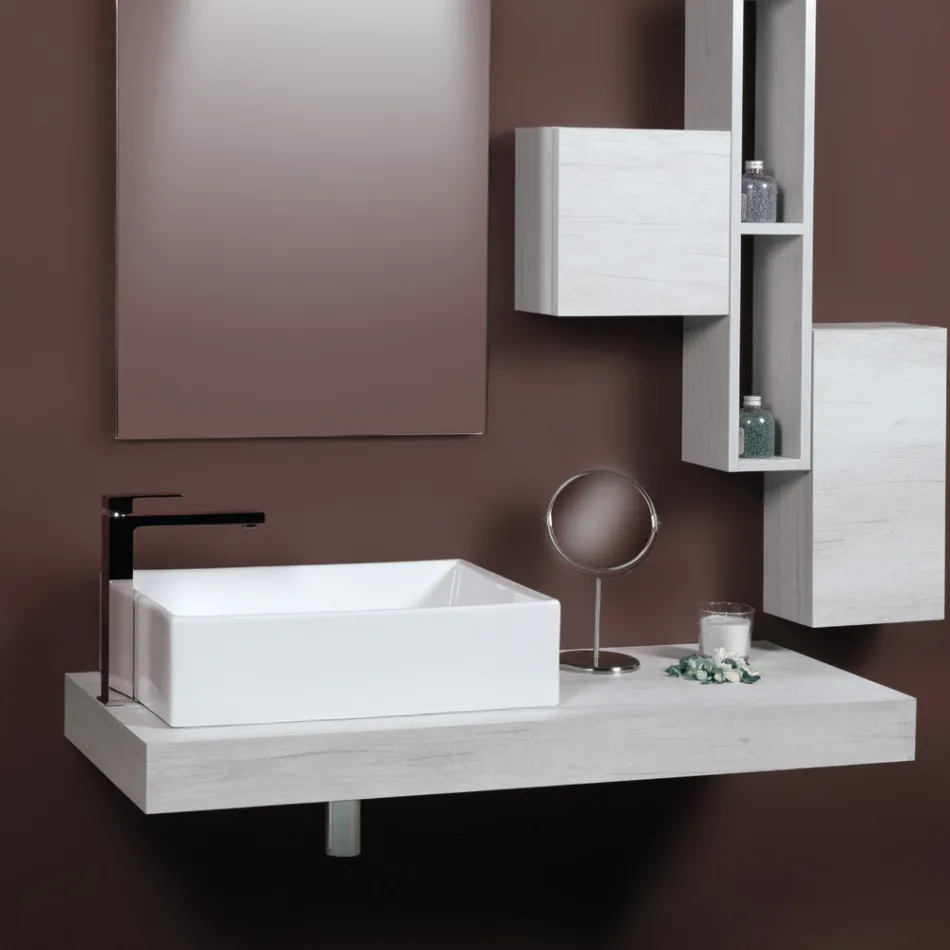 Lavoar de blat dreptunghiular din ceramică cu design modern - Papavero Viadurini