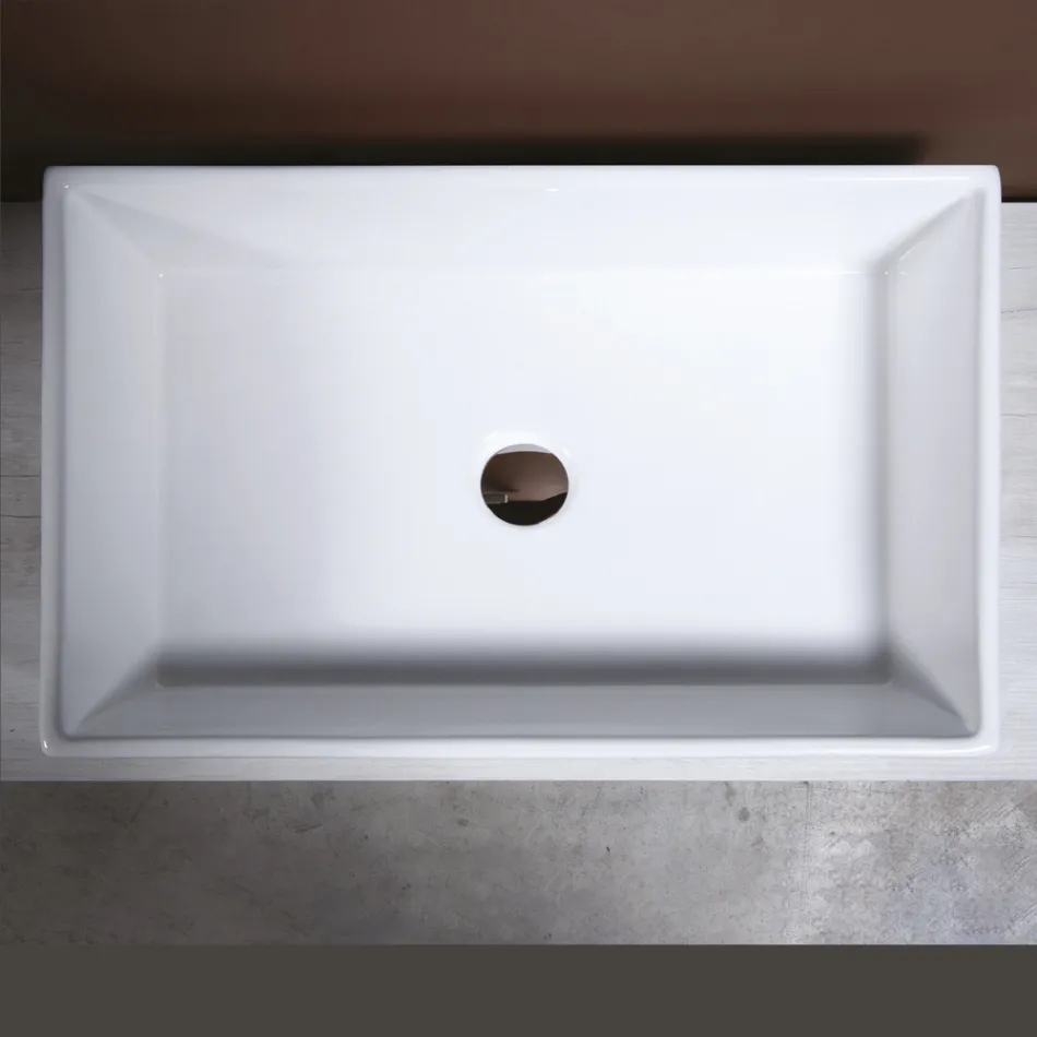 Lavoar de blat dreptunghiular din ceramică cu design modern - Papavero Viadurini