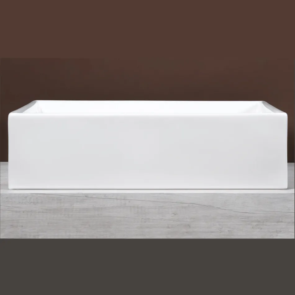 Lavoar de blat dreptunghiular din ceramică cu design modern - Papavero Viadurini