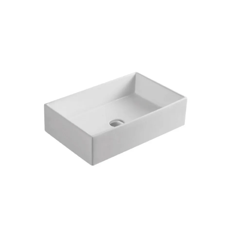 Lavoar de blat dreptunghiular din ceramică cu design modern - Papavero Viadurini
