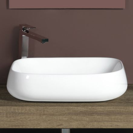 Lavoar de blat dreptunghiular din ceramică cu design modern - Papavero Viadurini