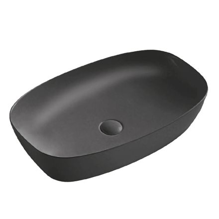 Lavoar dreptunghiular Aster pentru blat, din ceramică mată, alb-negru Viadurini
