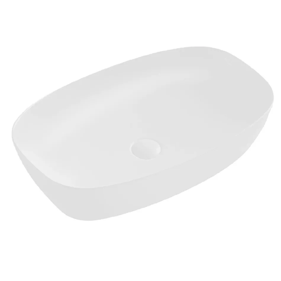 Lavoar dreptunghiular Aster pentru blat, din ceramică mată, alb-negru Viadurini