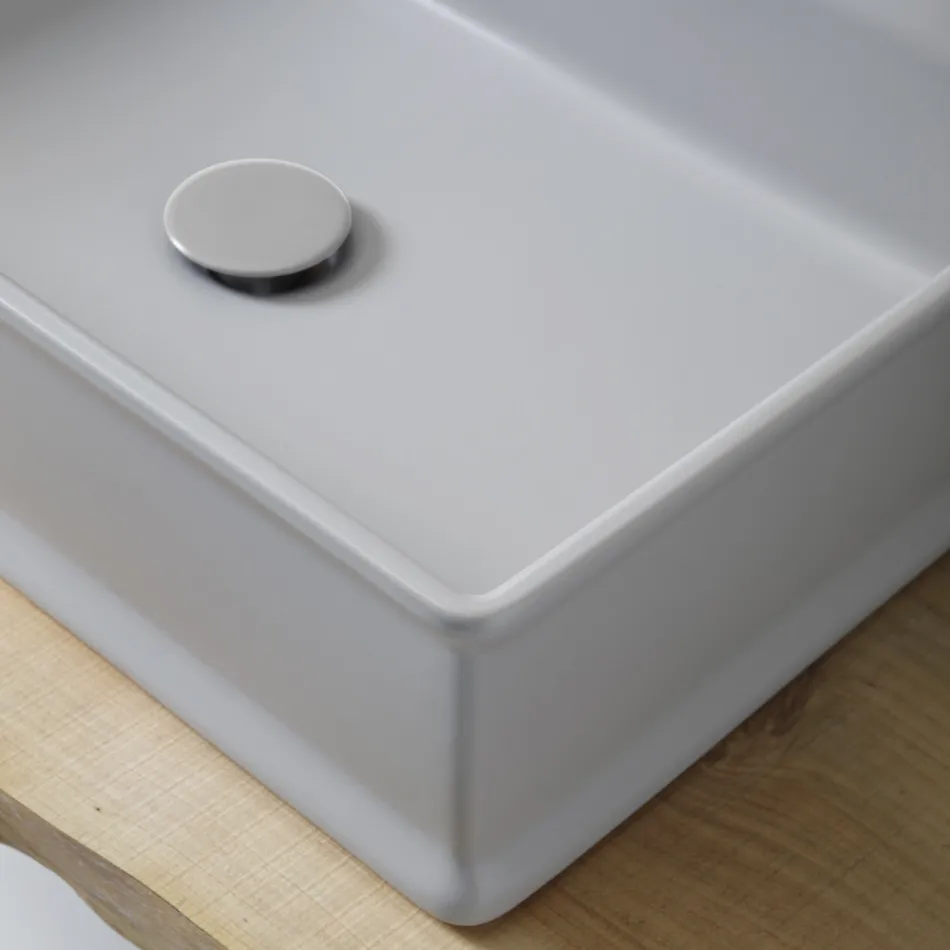 Chiuvetă dreptunghiulară cu blat din ceramică mată Made in Italy - Debora Viadurini