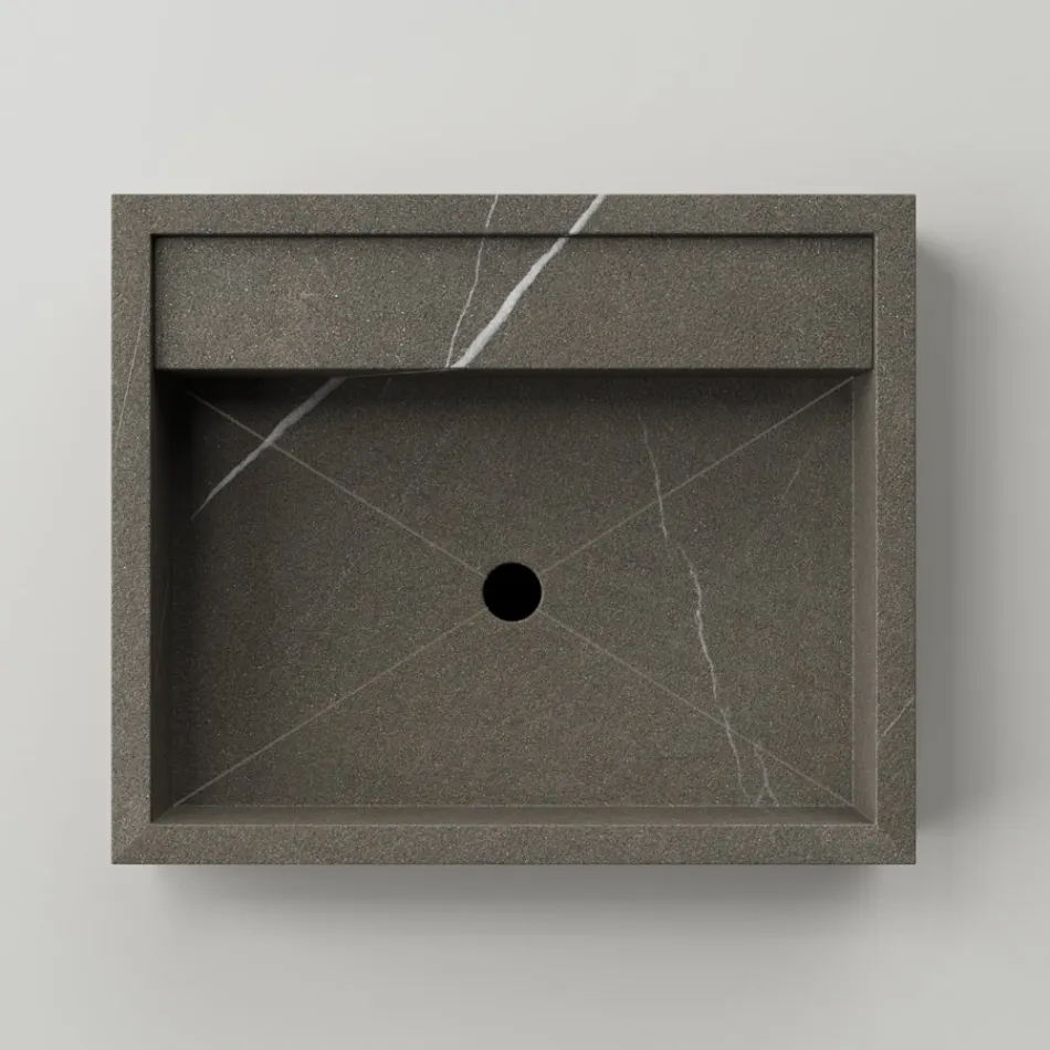 Lavoar pe blat dreptunghiular din gresie portelanata Made in Italy - Cervia Viadurini