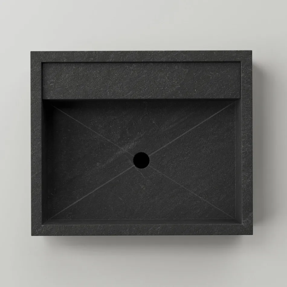 Lavoar pe blat dreptunghiular din gresie portelanata Made in Italy - Cervia Viadurini