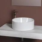 Lavoar rotund de blat din ceramică albă și design modern - Papavero Viadurini
