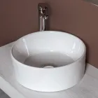 Lavoar rotund de blat din ceramică albă și design modern - Papavero Viadurini