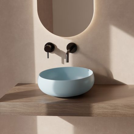 Lavoar rotund pe blat din ceramica colorata Made in Italy - Bol Viadurini
