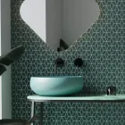 Lavoar rotund pe blat din ceramica colorata Made in Italy - Bol Viadurini
