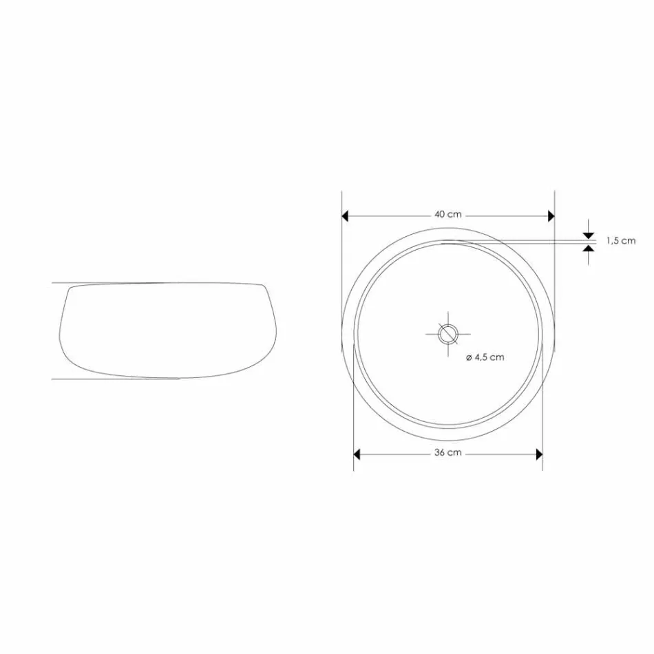 Chiuvetă rotundă de blat în design unic Onyx pur - Ramiro Viadurini