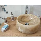 Chiuvetă rotundă de blat în design unic Onyx pur - Ramiro Viadurini