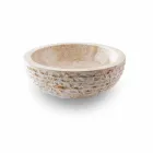 Lavoar rotund de blat, realizat manual din marmură albă - lenjerie de pat Viadurini