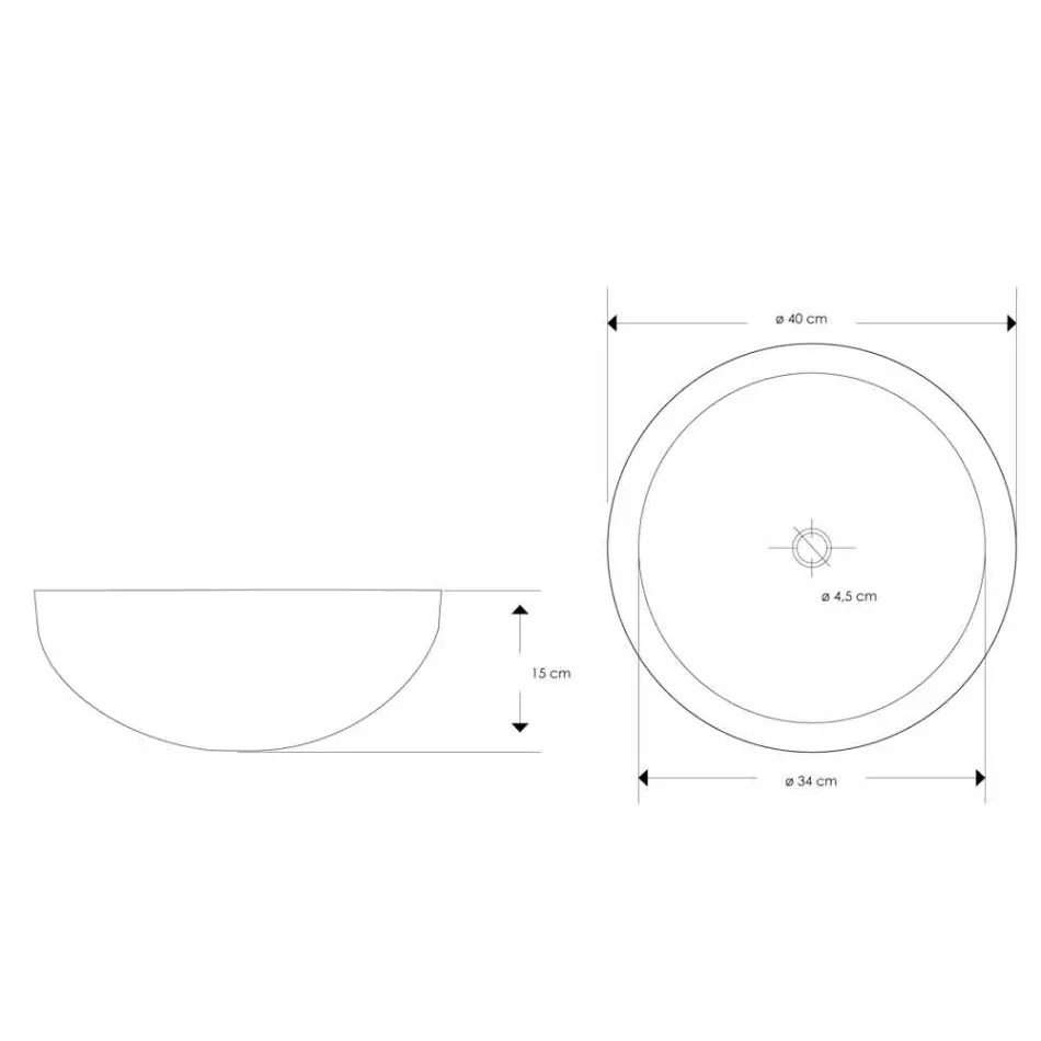 Lavoar rotund de blat, realizat manual din marmură albă - lenjerie de pat Viadurini