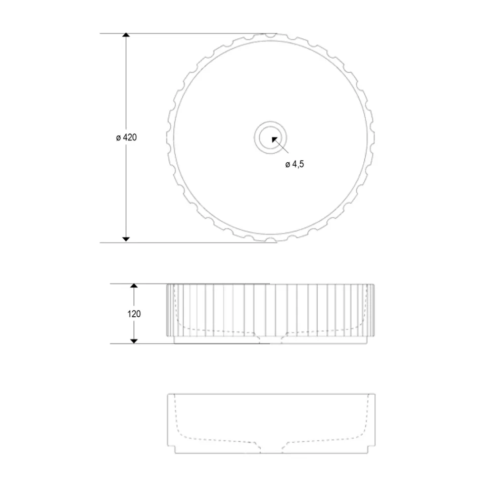 Lavoar rotund pe blat din marmură travertin - Cattleya Viadurini