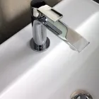 Lavoar de blat Aster Square din ceramică albă cu orificiu pentru baterie Viadurini