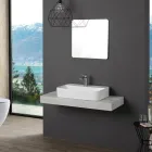 Lavoar de blat Aster Square din ceramică albă cu orificiu pentru baterie Viadurini