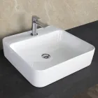 Lavoar de blat Aster Square din ceramică albă cu orificiu pentru baterie Viadurini