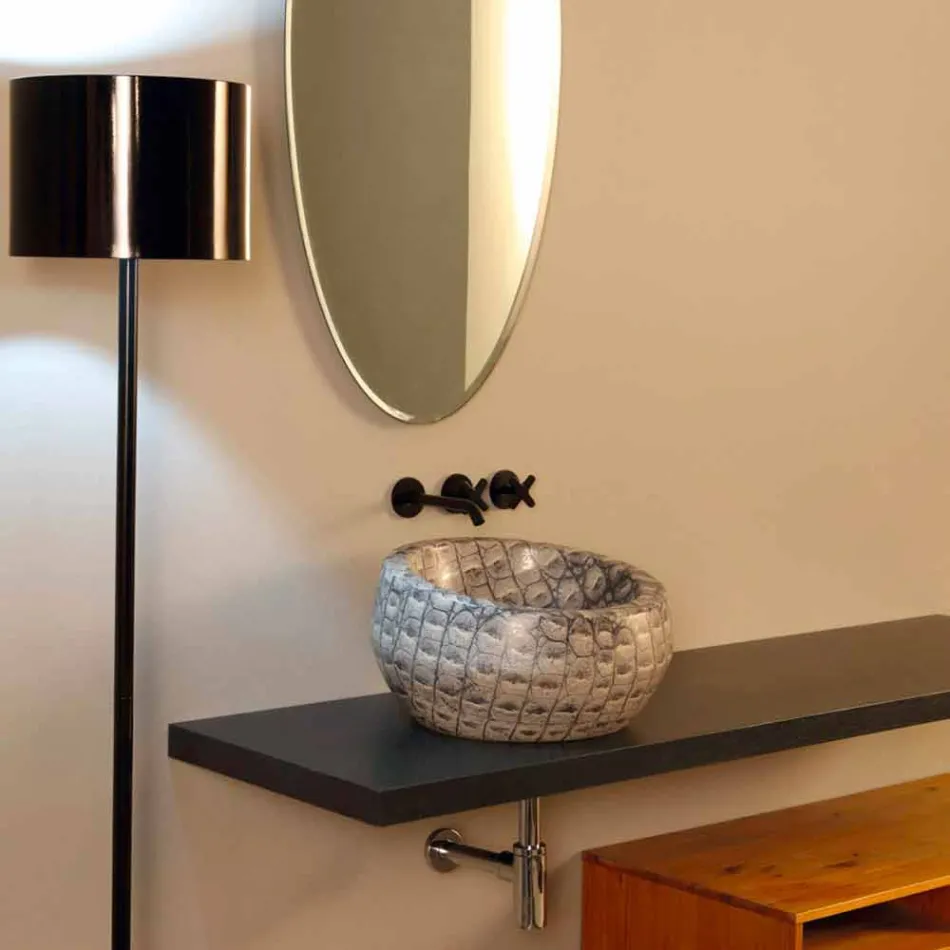 Caiman ceramică răsucită cu blat rotund din Italia Elisa design Viadurini