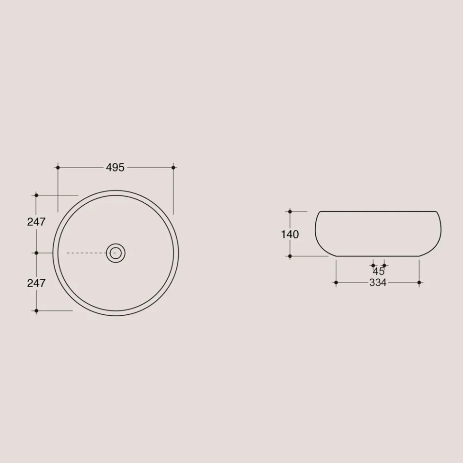 Lavoar rotund de blat din ceramică lucioasă Made in Italy - Candito Viadurini