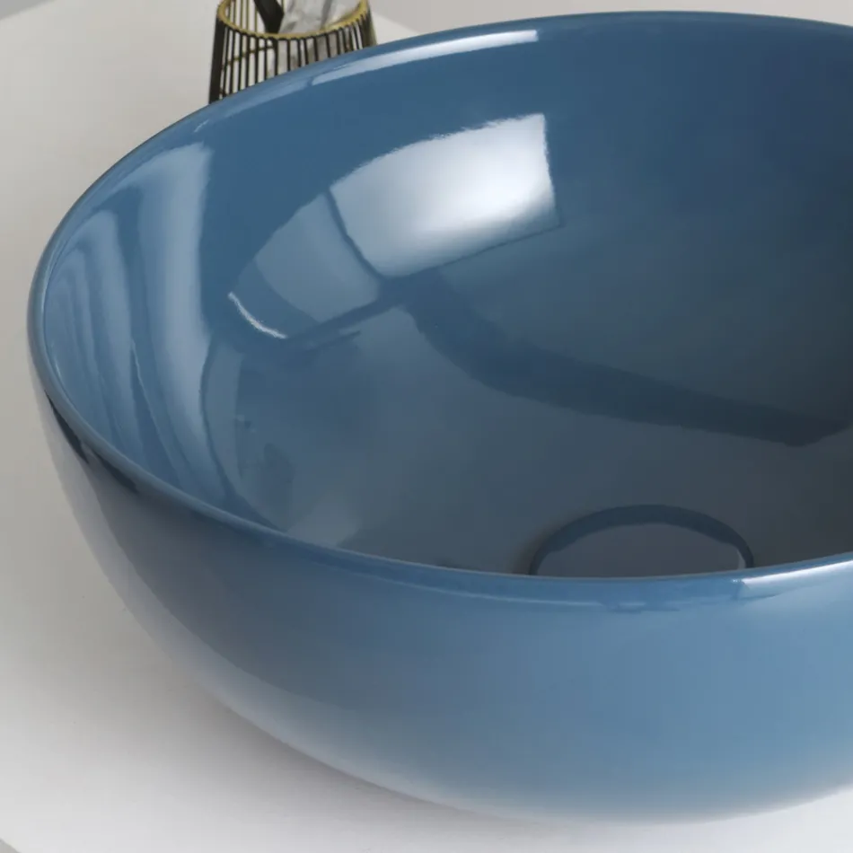 Lavoar rotund de blat din ceramică lucioasă Made in Italy - Chicco Viadurini