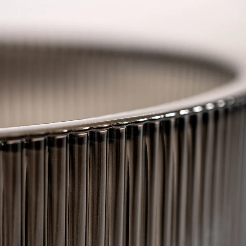 Lavoar rotund pe blat din sticla venetiana Plissè Made in Italy - Zircon Viadurini