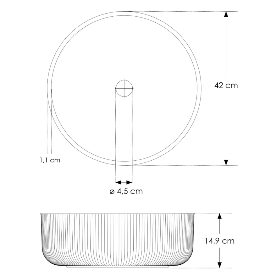 Lavoar rotund pe blat din sticla venetiana Plissè Made in Italy - Zircon Viadurini