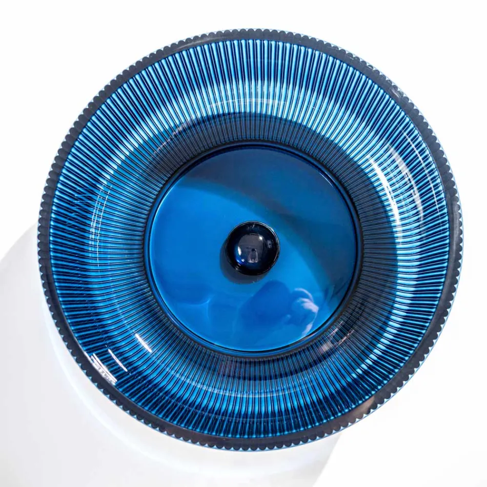 Lavoar rotund pe blat din sticla venetiana Plissè Made in Italy - Zircon Viadurini