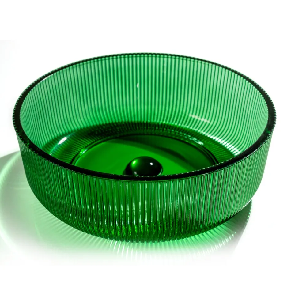 Lavoar rotund pe blat din sticla venetiana Plissè Made in Italy - Zircon Viadurini