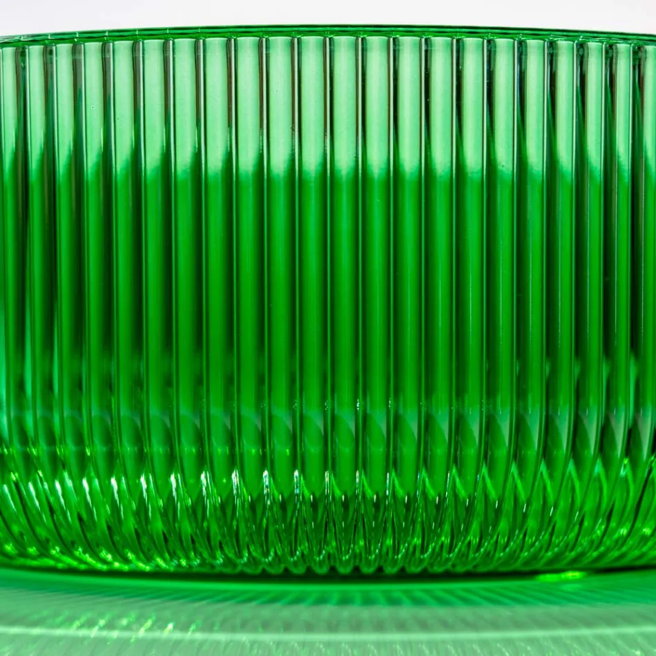 Lavoar rotund pe blat din sticla venetiana Plissè Made in Italy - Zircon Viadurini