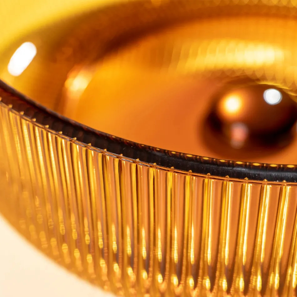 Lavoar rotund pe blat din sticla venetiana Plissè Made in Italy - Zircon Viadurini