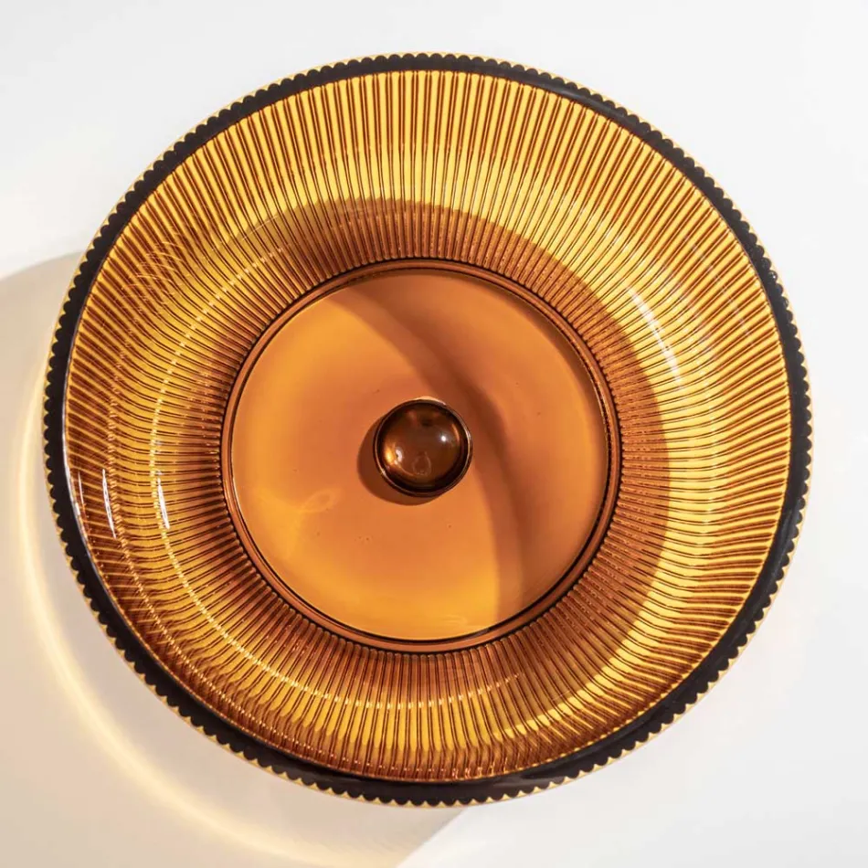 Lavoar rotund pe blat din sticla venetiana Plissè Made in Italy - Zircon Viadurini